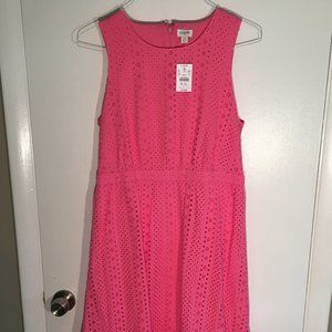 J Crew Factory Pink Eyelet Tiered Midi Dress